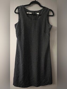 Liz Claiborne Black Dress with White Dash Print